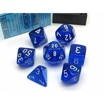 [23076] Chessex Translucent Polyhedral 7-Die Set - Blue/white