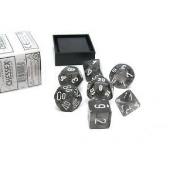 [23078] Chessex Translucent Polyhedral 7-Die Set - Smoke/white