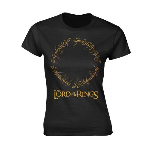 Lord Of The Rings - Ring Inscription Gold (Black Girlie T-Shirt)