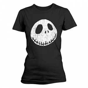 [PH10790L] Nightmare Before Christmas - Cracked Face Solid  (Black T-Shirt)