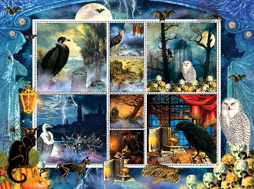 [Sunsout-55926] Finchley Paper Arts - Halloween Stamps Spooky (1000pc puzzle)