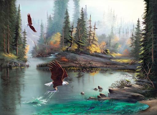 [Sunsout-53124] XXL Pieces - Lionel Dougy and T. Atkinson - River Eagles (1000pc puzzle)