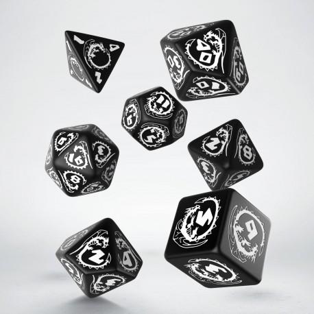 [QWSSDRA05] Dragons Black &amp; white Dice Set (7)