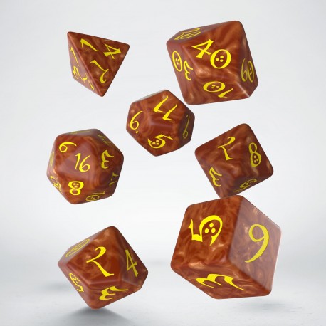 [QWSSCLE77] Classic RPG Caramel &amp; yellow Dice Set (7)