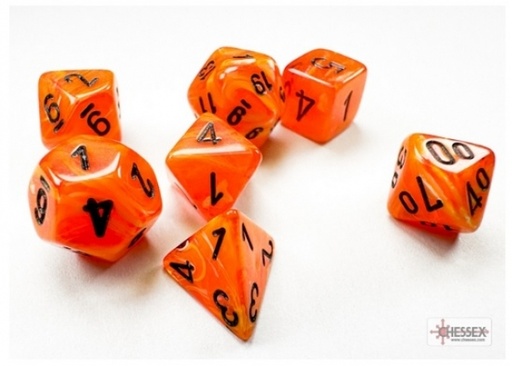 [CHX20433] Vortex Mini-Polyhedral Orange/black 7-Die Set