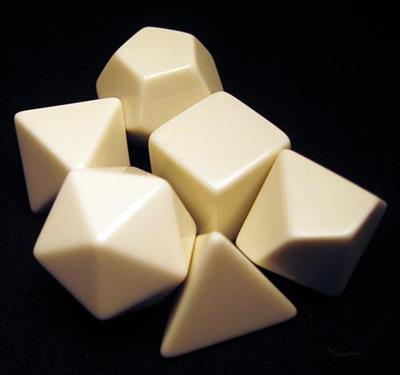 [29030] Chessex Opaque Polyhedral White Set of 6 Blank Dice