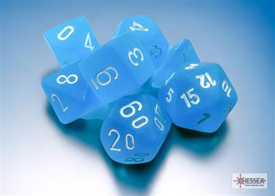 [CHX20416] Chessex Frosted Mini-Polyhedral Caribbean Blue/white 7-Die Set