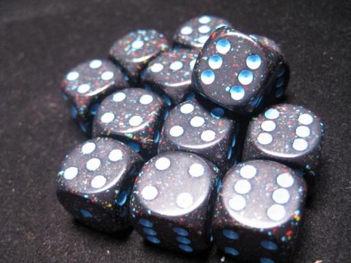 [CHX25738] Dice Sets Blue Stars Speckled 16mm d6 (12)