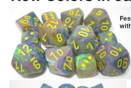 [CHX27249] Dice Sets Menagerie 8 Festive Rio/Yellow Poly d10 Set (10)