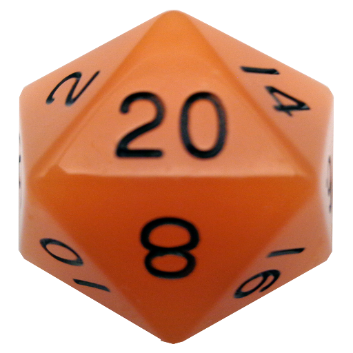 [MET30420] 35mm Mega Acrylic D20 Glow Orange with Black Numbers