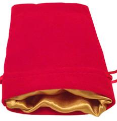 [MET9001] Dice Bag Red Velvet Dice Bag with Gold Satin Lining 4x6