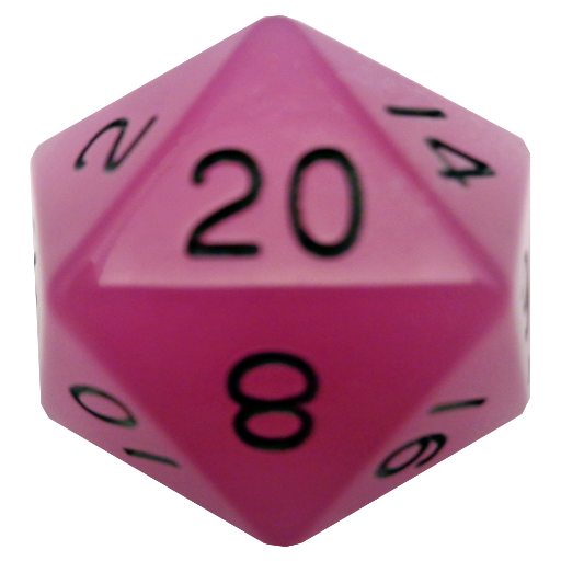 [MET30720] 35mm Mega Acrylic D20 Glow Purple with Black Numbers