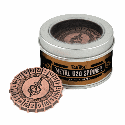[MET9251] Metal d20 Spinner Antique Copper