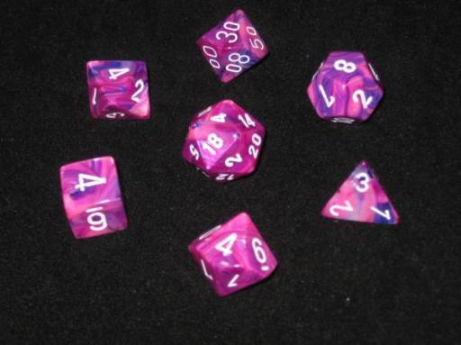 [CHX27457] Chessex Violet/White Festive Polyhedral 7-Die Set