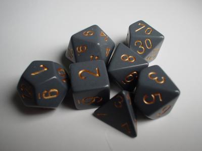 [CHX25420] RPG Dice Sets Grey/Copper Dusty Opaque Polyhedral 7-Die Set