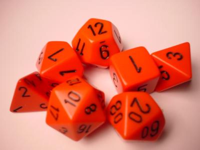 [CHX25403] RPG Dice Sets Orange/Black Opaque Polyhedral 7-Die Set