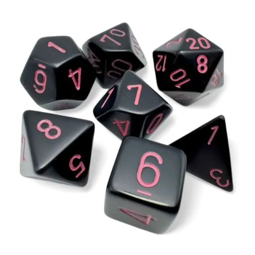 [CHX25448] RPG Dice Sets Opaque Polyhedral Black/pink 7-Die Set