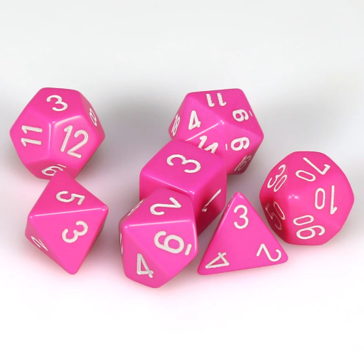 [CHX25444] RPG Dice Sets Opaque Polyhedral Pink/white 7-Die Set