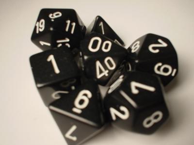 [CHX25408] Chessex Opaque Polyhedral 7-Die Sets - Black/White