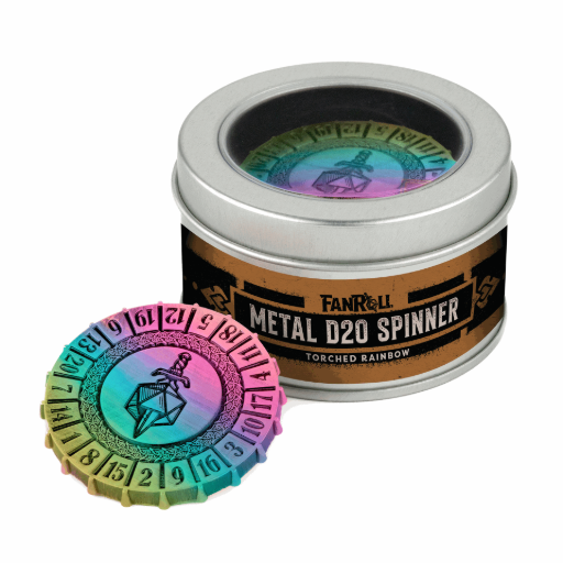 [MET9252] Metal d20 Spinner Torched Rainbow