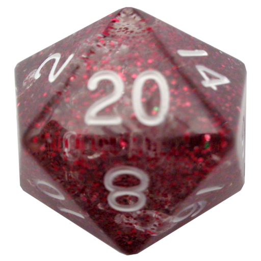 [MET20820] 35mm Mega Acrylic D20 Ethereal Light Purple with White Numbers