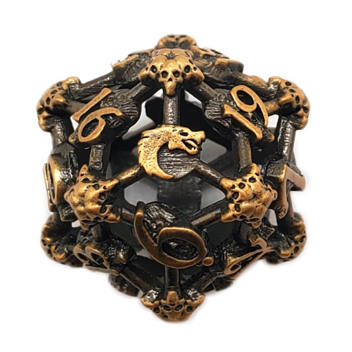[OSDSPN-07] Spindown D20 Hollow Skull Ancient Gold
