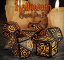 Halloween Pumpkin Black & orange Dice Set (7)