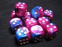 Dice Sets Blue-Purple/Gold Gemini 16mm d6 (12)