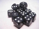 Dice Sets Black/White Opaque 16mm d6 (12)