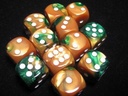 Dice Sets Gold-Green/White Gemini 16mm d6 (12)