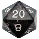 35mm Mega Acrylic D20 Ethereal Black with White Numbers