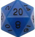 35mm Mega Acrylic D20 Glow Blue with Black Numbers