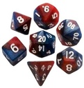 Mini Polyhedral Dice Set Red Blue with White Numbers