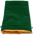 Green Velvet Dice Bag with Gold Satin Lining 6x8