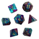 Gemini Mini-Polyhedral Purple-Teal/gold 7-Die Set