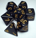 RPG Dice Sets Black/Gold Opaque Polyhedral 7-Die Set