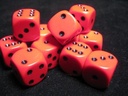 Dice Sets Red/Black Opaque 16mm d6 (12)