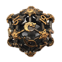 Spindown D20 Hollow Skull Ancient Gold