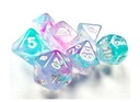 Nebula Mini-Polyhedral Wisteria/white 7-Die set