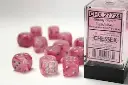 Dice Sets Ghostly Glow Pink/Silver 16mm d6 Dice Block (12)