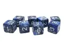 Old School Dice: D6 Set Vorpal Silver & Blue (8) 
