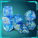 Lab Dice Shimmer Aqueous/Gold Polyhedral Set (7+1)